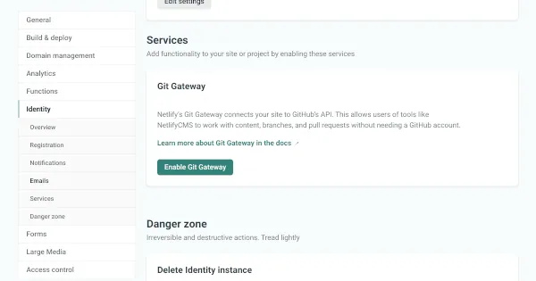 Enable Git Gateway